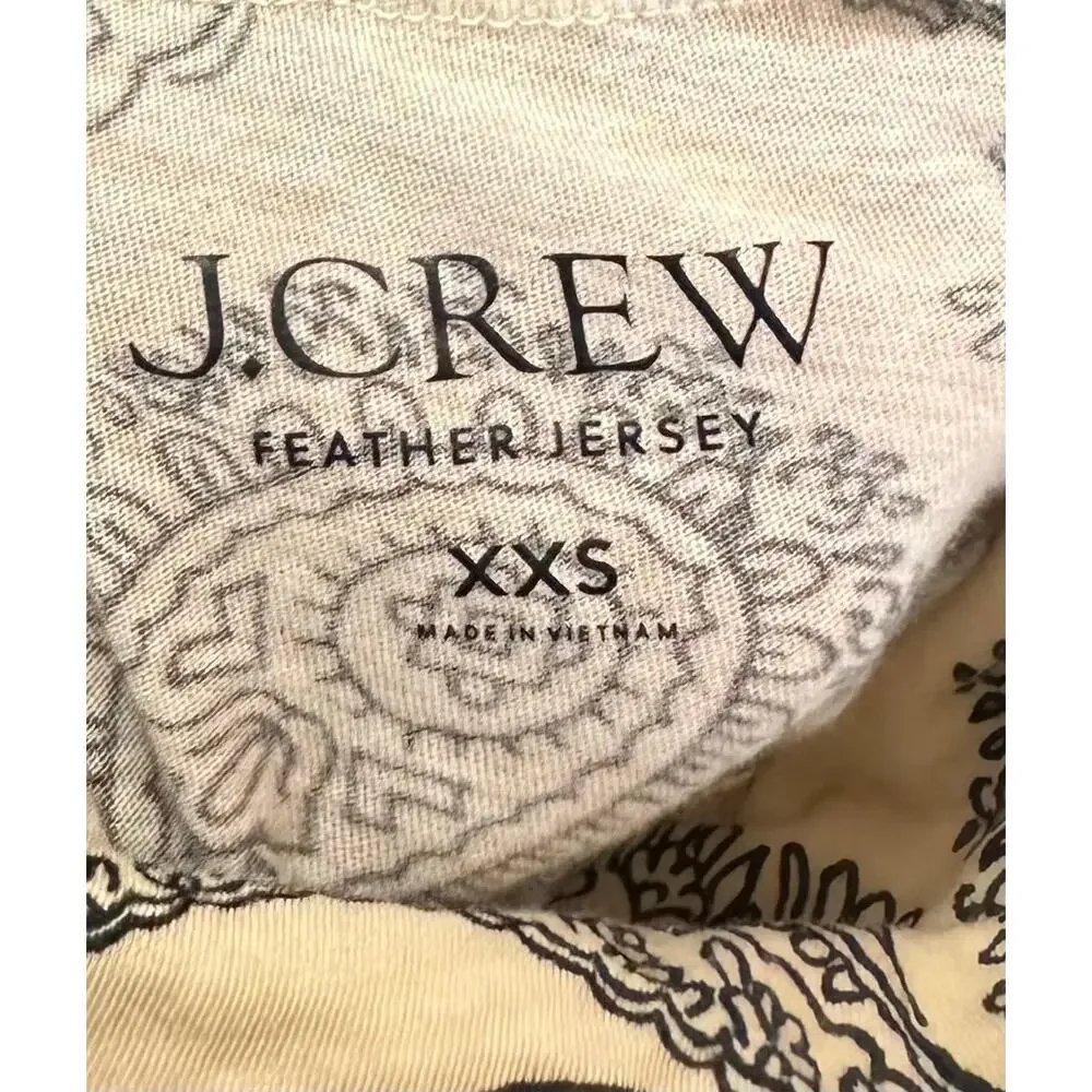 J. Crew Feather Jersey Turtleneck Top in Paisley Candlelight CP723 Size XXS
